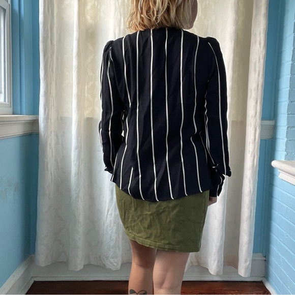 reformation black and white stripe button down blouse size medium - Picture 6 of 6